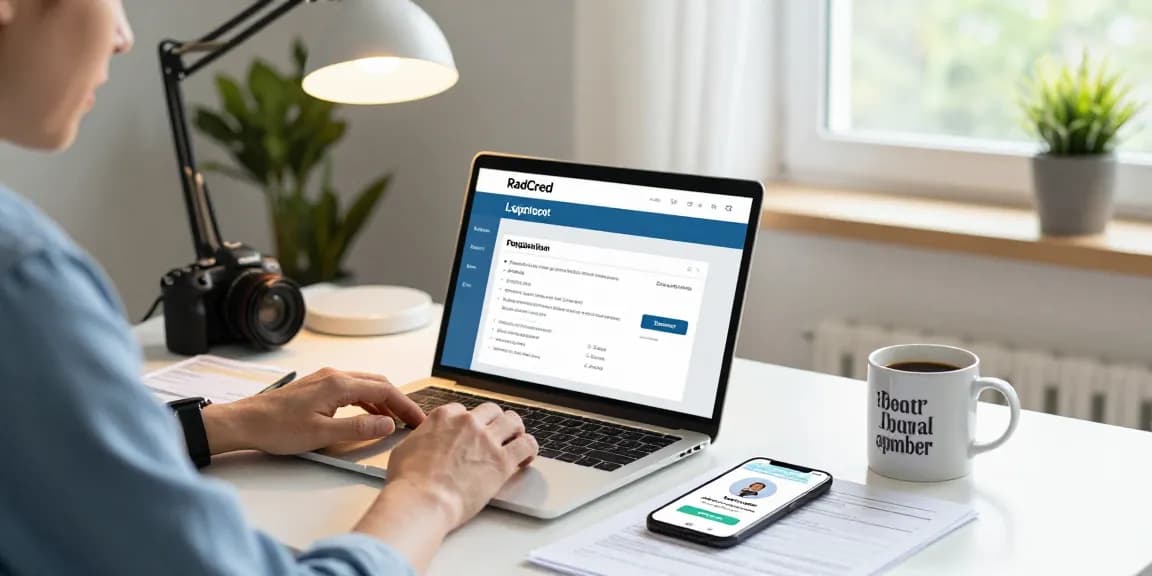 Individual applying for a RadCred lending loan in a cozy office, showcasing professional borrowing atmosphere.