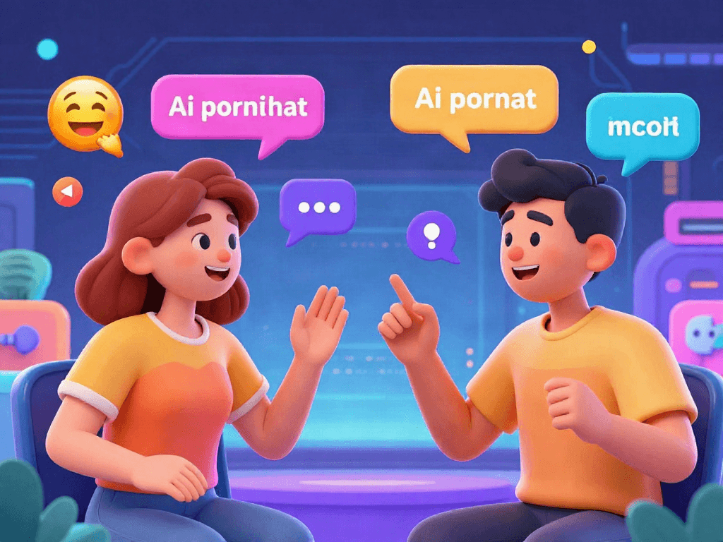 Engaging animated avatars in a lively digital chatroom discussing ai porn chat topics, showcasing colorful interactions.