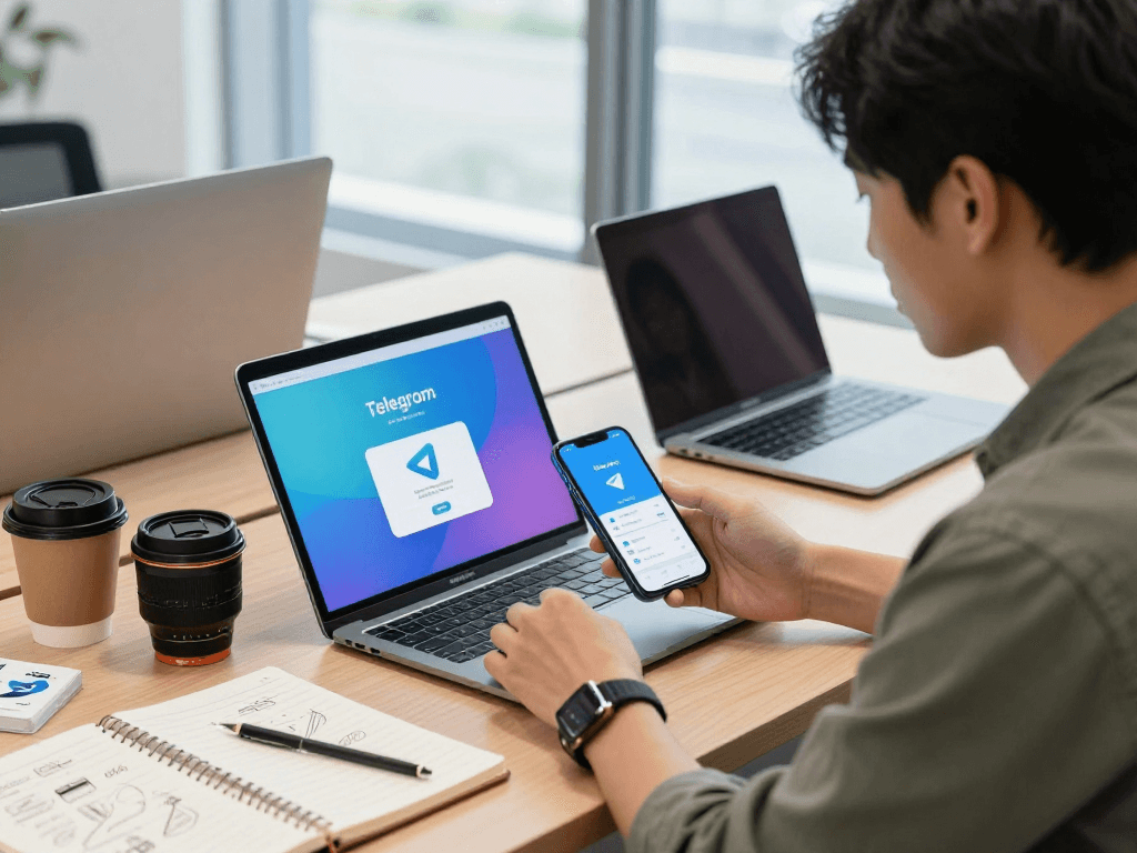 用户正在不同设备上下载Telegram,展现其高效沟通的特性。