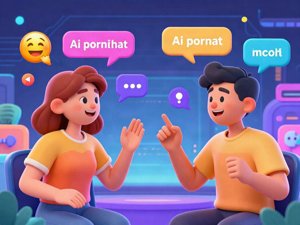 Engaging animated avatars in a lively digital chatroom discussing ai porn chat topics, showcasing colorful interactions.