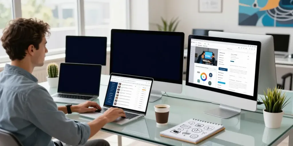 Professional workspace showcasing instant indexing strategies with digital analytics and SEO tools.