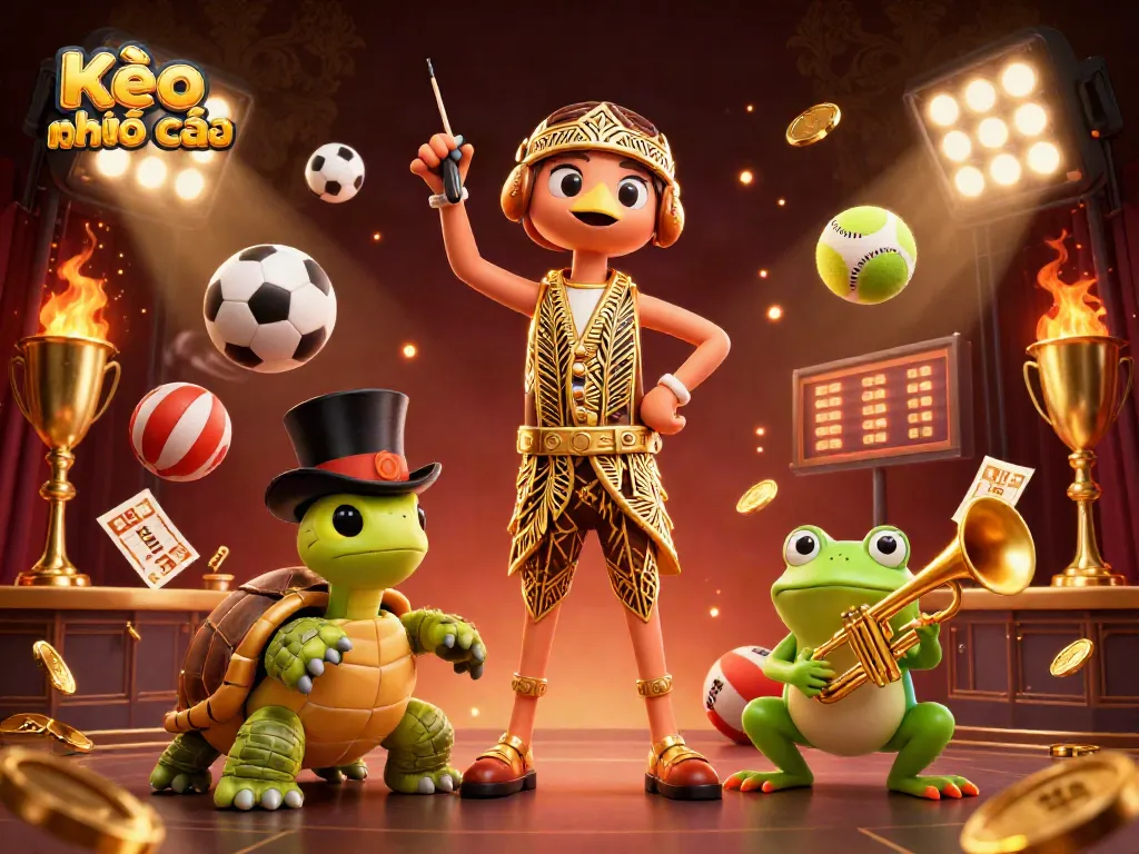 Kèo nhà cái showcases a lively speakeasy scene with cartoon characters and dynamic betting elements.