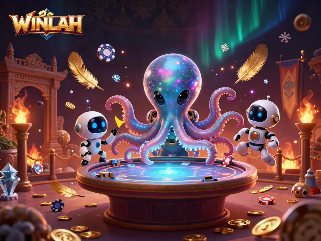 Experience exciting gameplay at WINLAH with an alien-themed poker adventure and vibrant 3D elements.