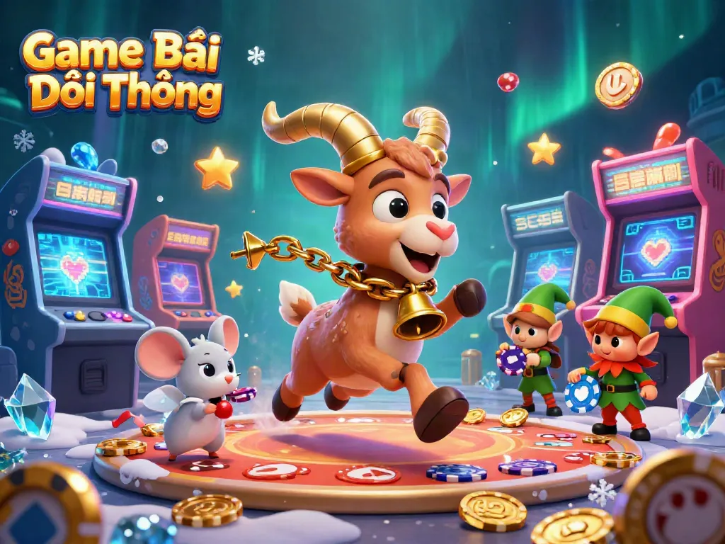 Experience thrilling gameplay in Game Bài Đổi Thưởng with whimsical characters in a lively casino.