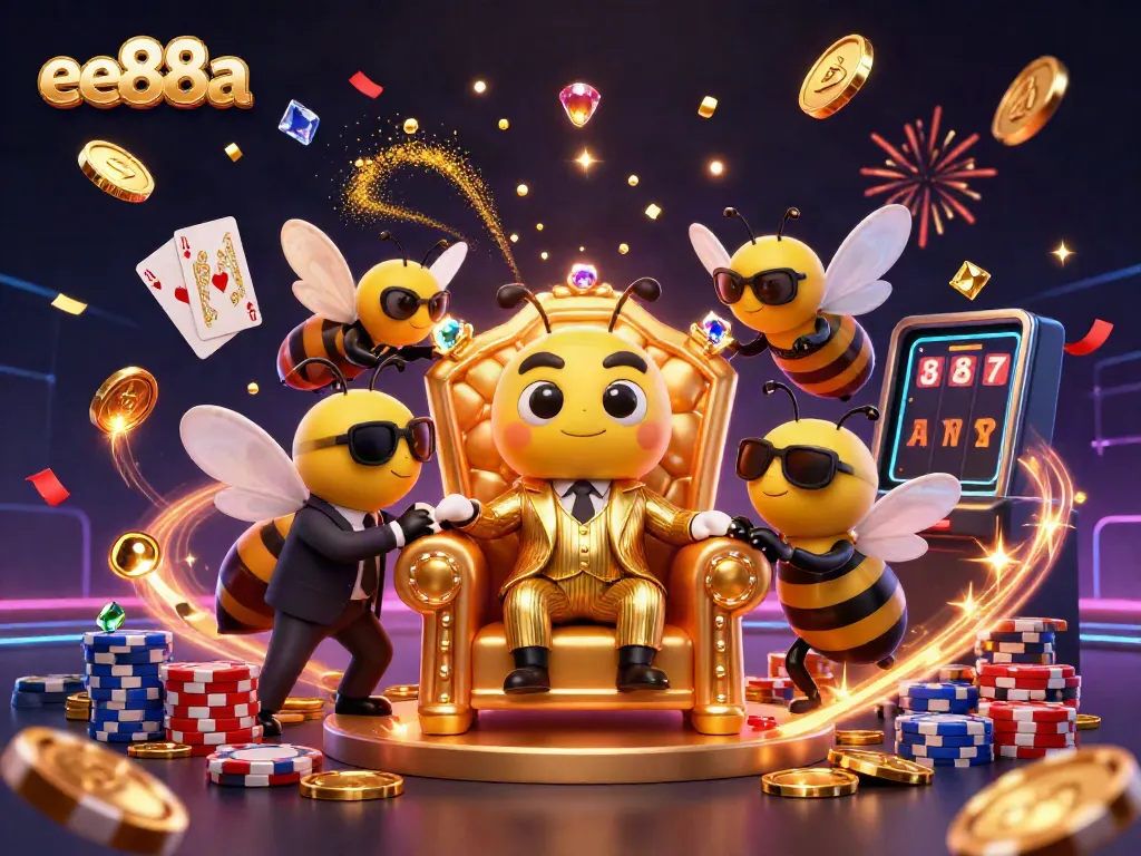 Experience the excitement at ee88a with a lively scene featuring a bumblebee mob boss and casino elements.