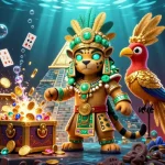 Engage with OKWIN's vibrant casino scene featuring a Mayan priest and rich treasures.