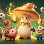 Experience the magic of JW88 with gaming characters and exciting sports elements in a vibrant casino scene.