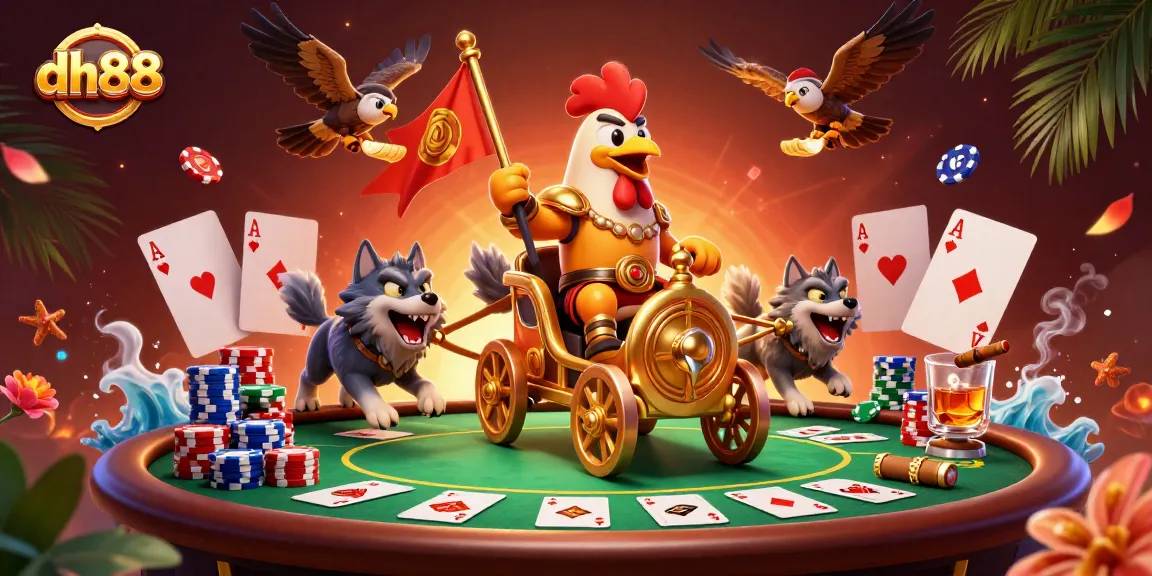 Engage with dh88's thrilling gaming atmosphere featuring a rooster warlord in action.