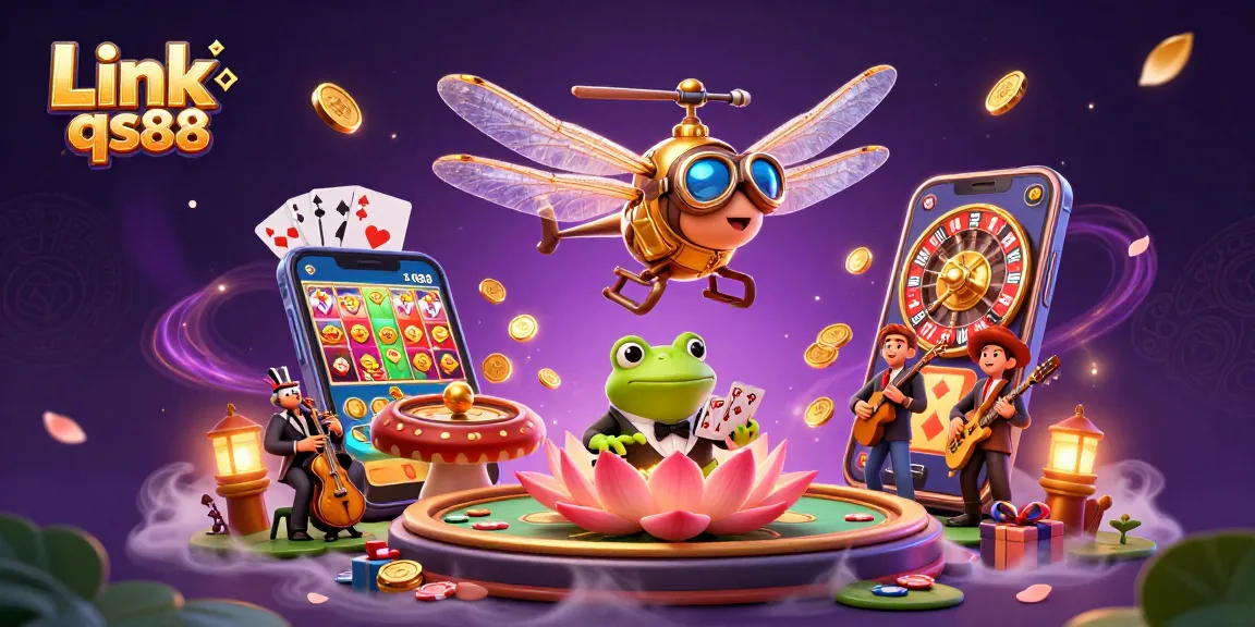 Experience the thrill of gambling with Link qs88, where vibrant visuals and engaging characters come together in a lively casino scene.