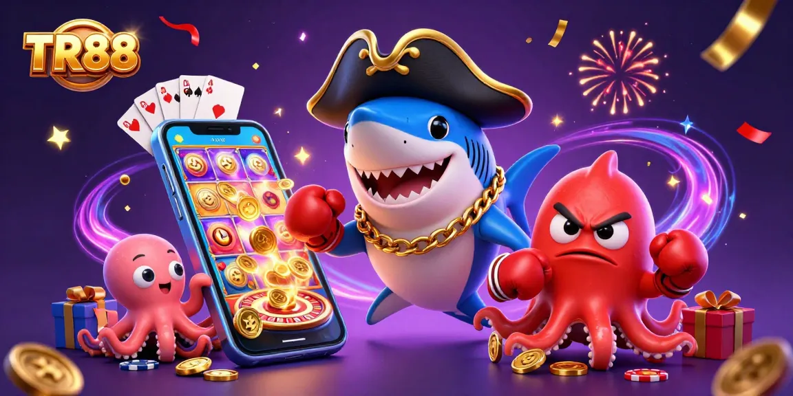 Spin and win with TR88’s exciting casino games featuring a colorful, dynamic carnival scene.