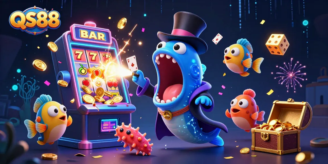 Experience thrilling moments with QS88’s 3D gambling magic illustration featuring immersive casino elements.