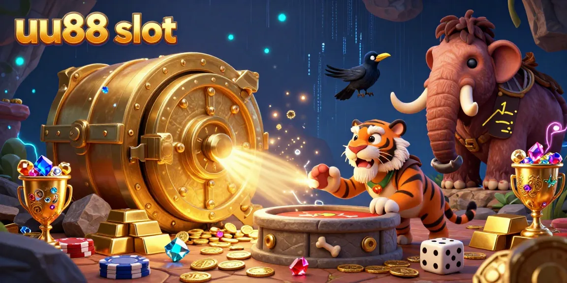 Experience the thrill of playing uu88 slot in a vibrant animated setting with treasure and excitement.