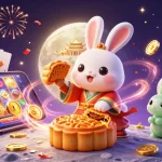 ea88 offers a spectacular gaming experience with the moon rabbit, revealing poker chips among exciting casino elements.