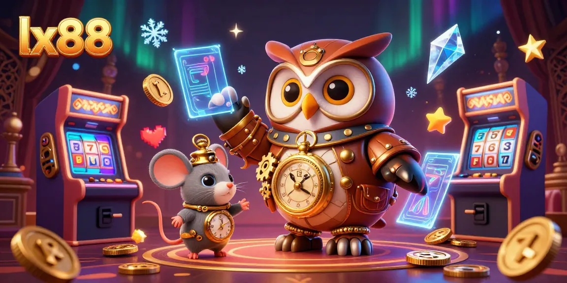 Engage in thrilling gameplay at lx88 with an ultra-detailed steampunk casino scene featuring vibrant game elements.