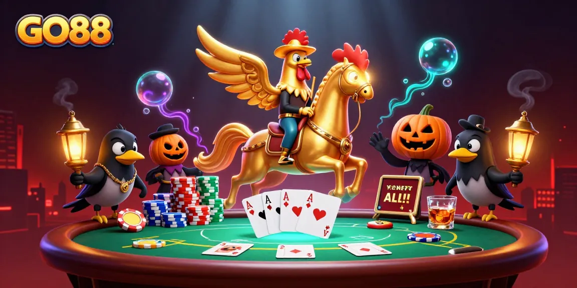 Join the high-stakes action at GO88 casino featuring poker, vibrant characters, and rich rewards.